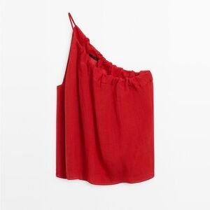 Massimo Dutti Red One Shoulder Top